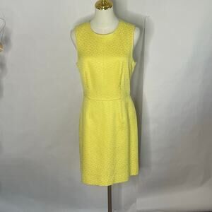 The Limited Womens Embossed Yellow Sleeveless A-Line Dress Sz 8 Career Cocktail